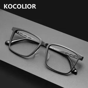 Kocolior Unisex Full Rim Square Tr 90 Titanium Alloy Eyeglasses F001