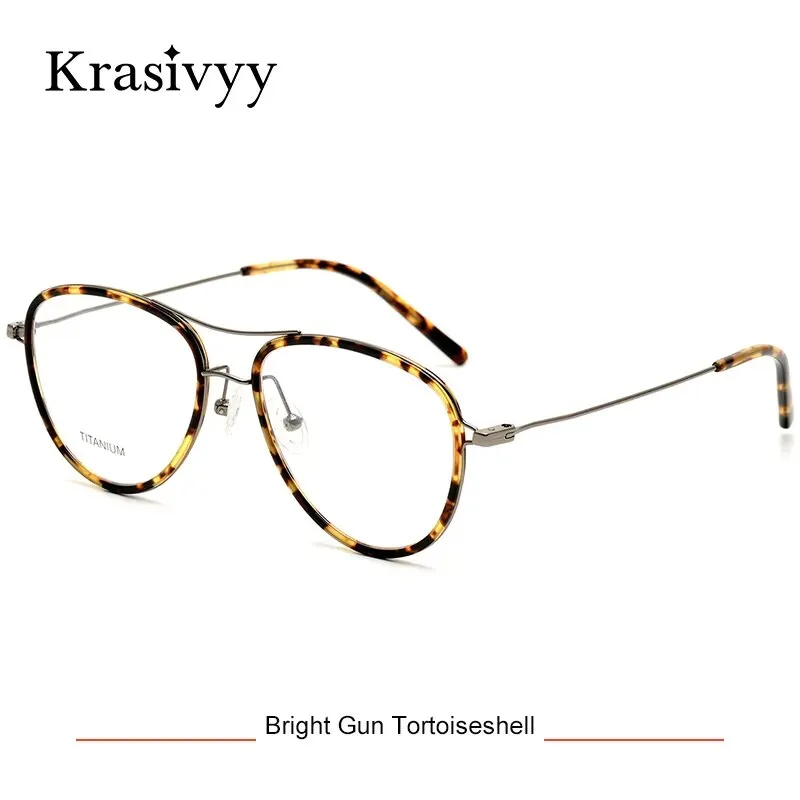 Krasivyy Men's Full Rim Square Double Bridge Titanium Acetate Eyeglasses Kr16043