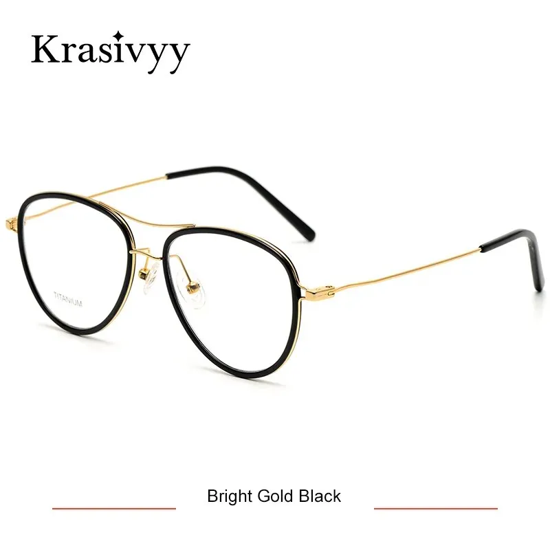 Krasivyy Men's Full Rim Square Double Bridge Titanium Acetate Eyeglasses Kr16043