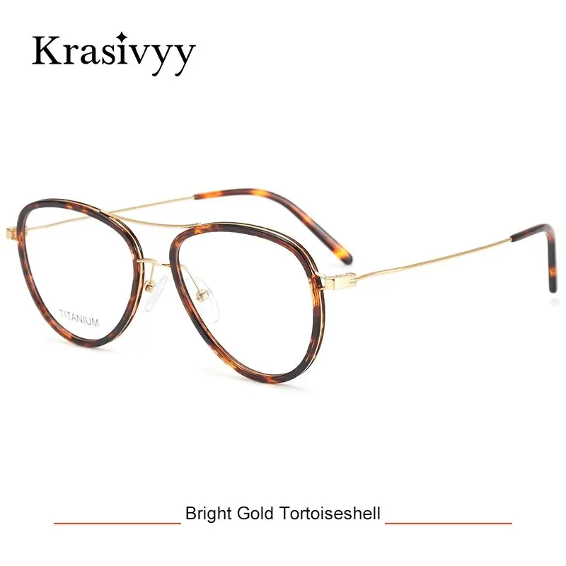 Krasivyy Men's Full Rim Square Double Bridge Titanium Acetate Eyeglasses Kr16043