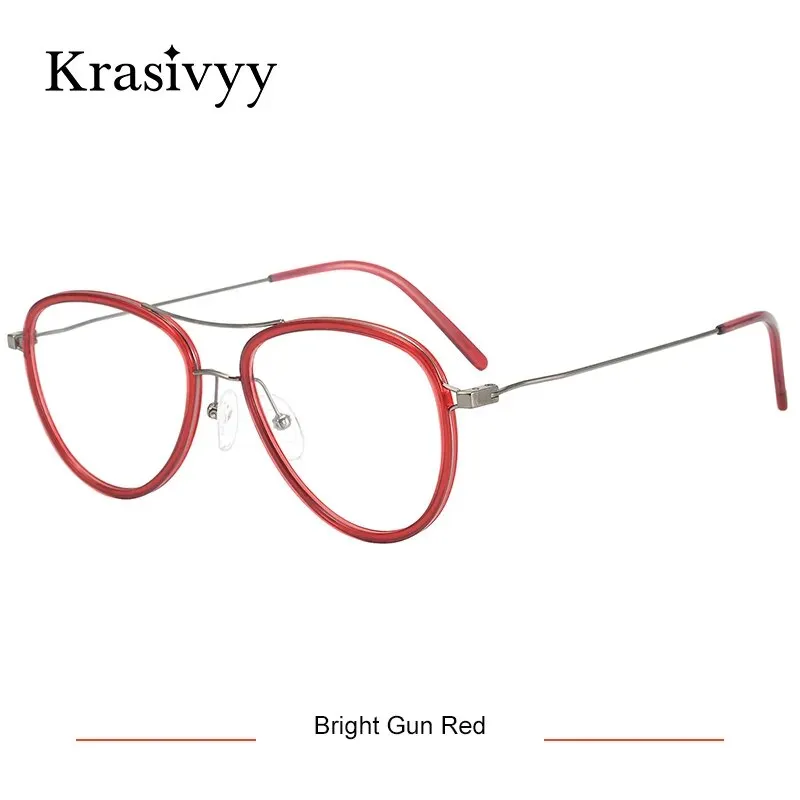 Krasivyy Men's Full Rim Square Double Bridge Titanium Acetate Eyeglasses Kr16043