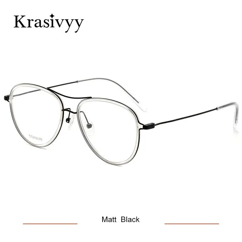 Krasivyy Men's Full Rim Square Double Bridge Titanium Acetate Eyeglasses Kr16043