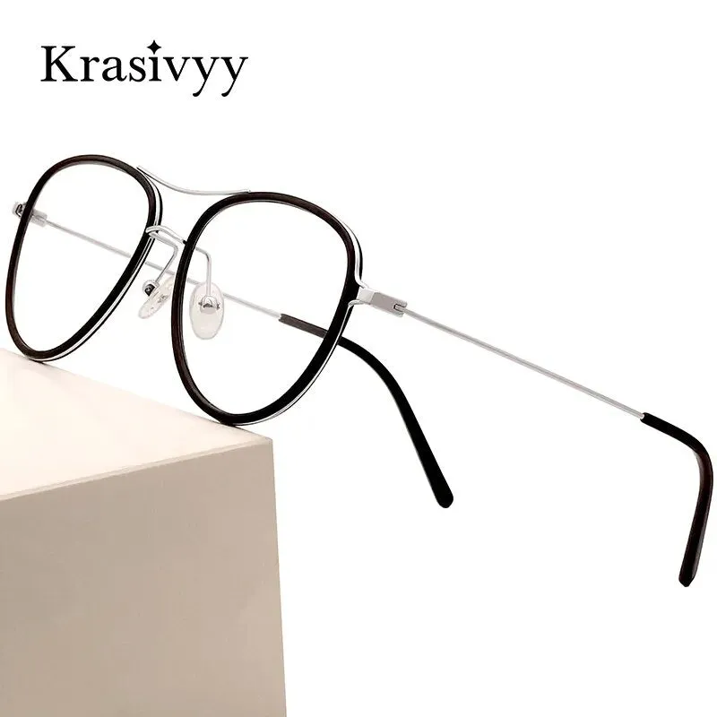 Krasivyy Men's Full Rim Square Double Bridge Titanium Acetate Eyeglasses Kr16043