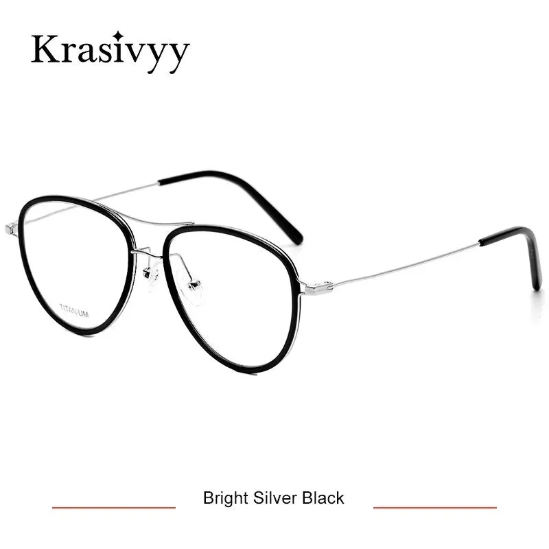 Krasivyy Men's Full Rim Square Double Bridge Titanium Acetate Eyeglasses Kr16043