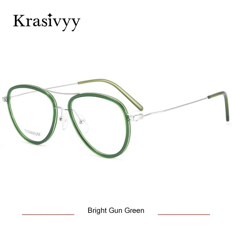 Krasivyy Men's Full Rim Square Double Bridge Titanium Acetate Eyeglasses Kr16043