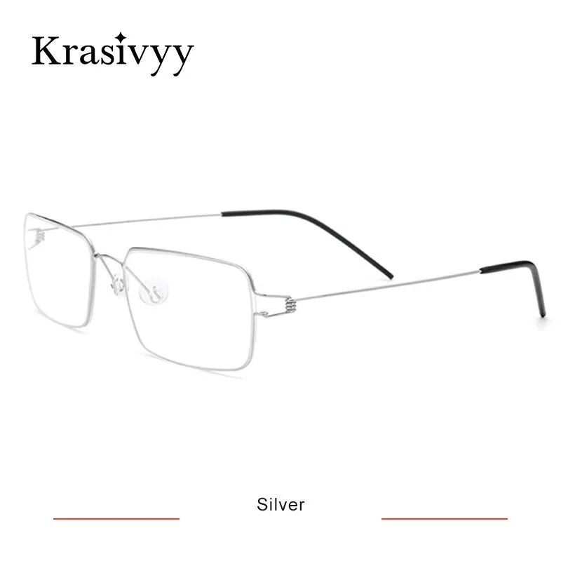 Krasivyy Men's Full Rim Square Screwless Titanium Alloy Eyeglasses Kr68606