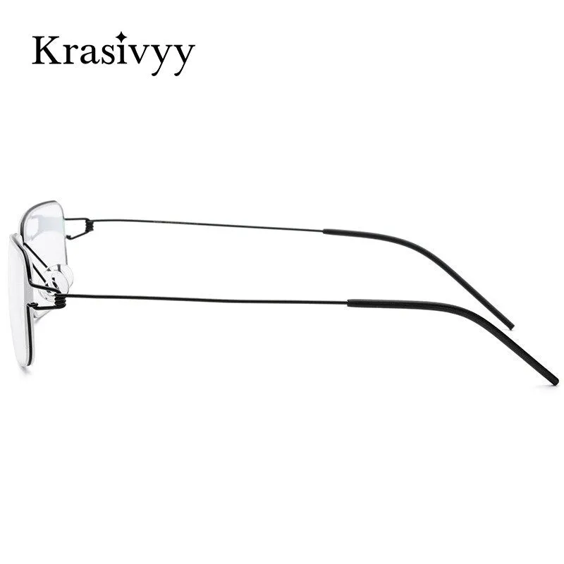 Krasivyy Men's Full Rim Square Screwless Titanium Alloy Eyeglasses Kr68606