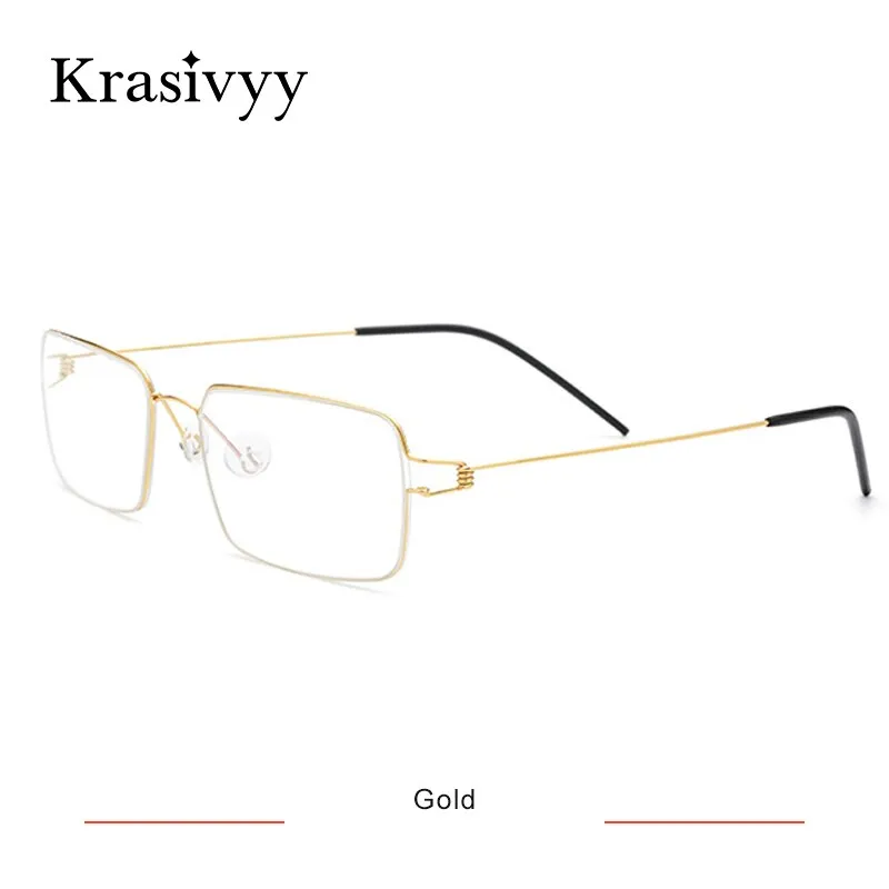 Krasivyy Men's Full Rim Square Screwless Titanium Alloy Eyeglasses Kr68606