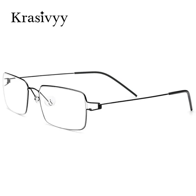 Krasivyy Men's Full Rim Square Screwless Titanium Alloy Eyeglasses Kr68606