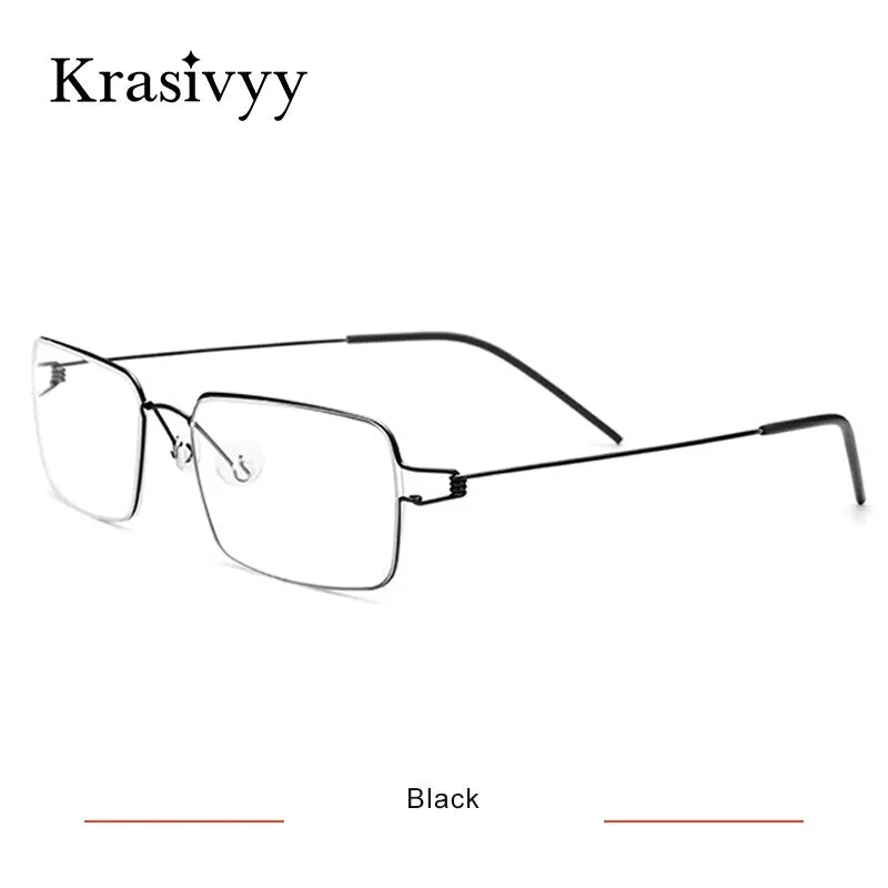 Krasivyy Men's Full Rim Square Screwless Titanium Alloy Eyeglasses Kr68606