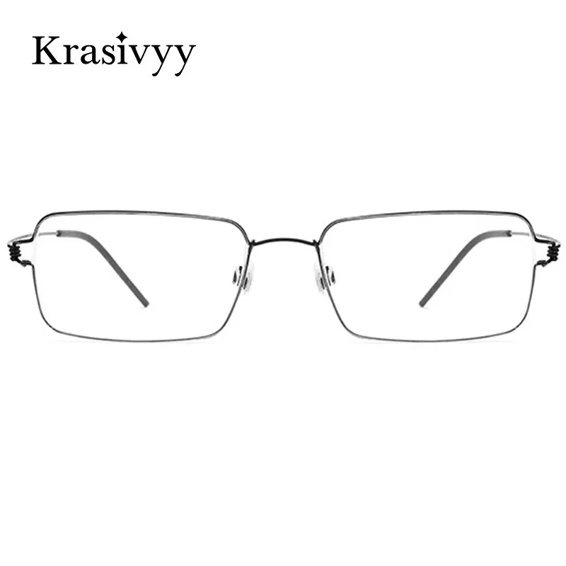 Krasivyy Men's Full Rim Square Screwless Titanium Alloy Eyeglasses Kr68606