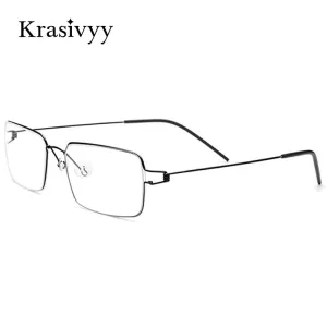 Krasivyy Men's Full Rim Square Screwless Titanium Alloy Eyeglasses Kr68606