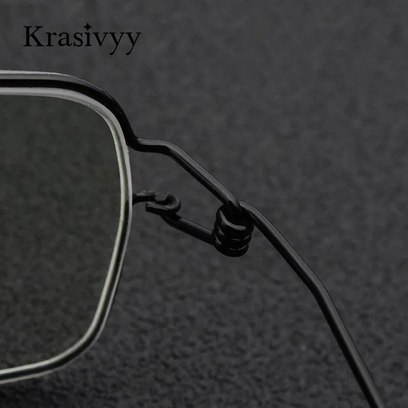 Krasivyy Men's Full Rim Square Screwless Titanium Alloy Eyeglasses Kr68606