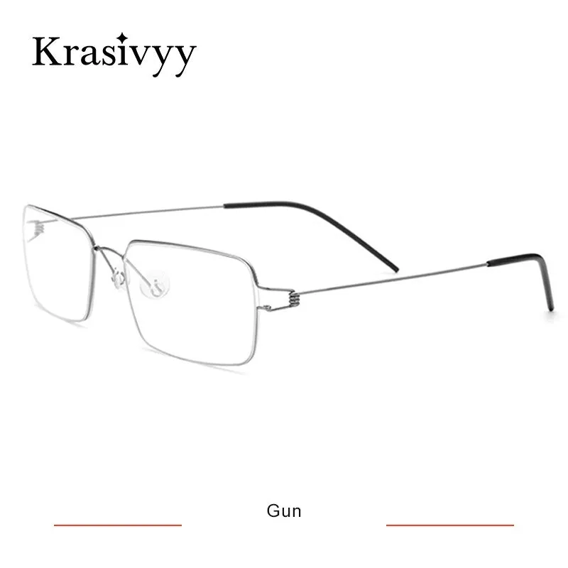 Krasivyy Men's Full Rim Square Screwless Titanium Alloy Eyeglasses Kr68606