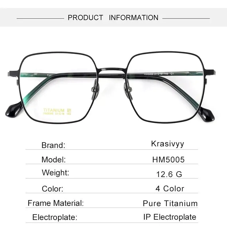 Krasivyy Men's Full Rim Square Titanium Eyeglasses Hm5005