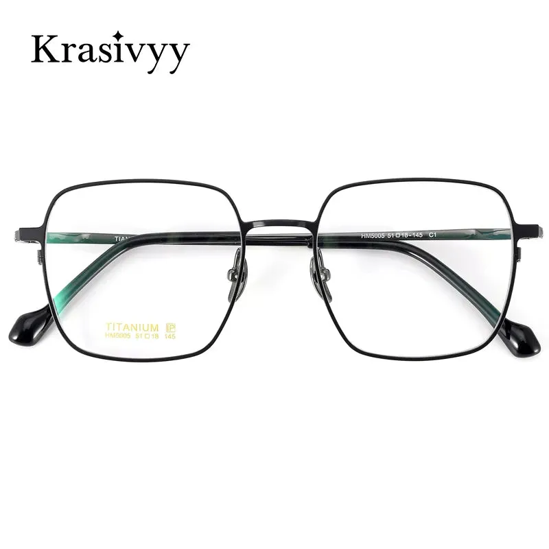 Krasivyy Men's Full Rim Square Titanium Eyeglasses Hm5005