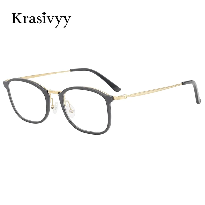 Krasivyy Men's Full Rim Square Tr 90 Titanium Eyeglasses Kr16066