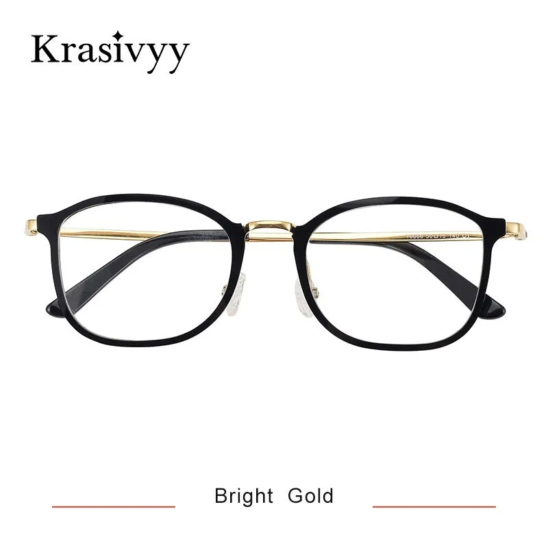 Krasivyy Men's Full Rim Square Tr 90 Titanium Eyeglasses Kr16066