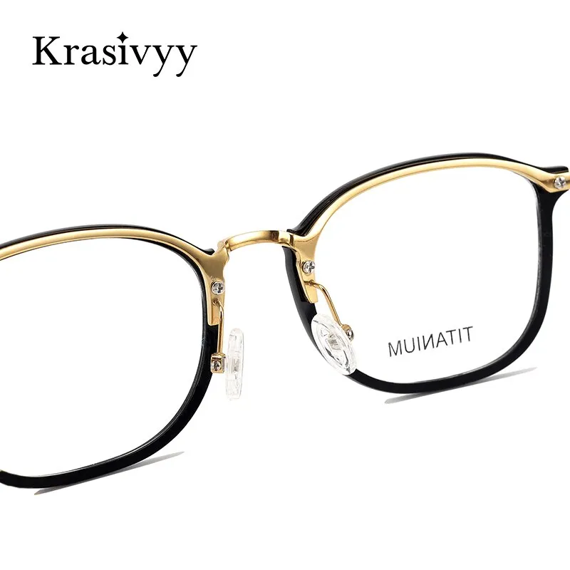 Krasivyy Men's Full Rim Square Tr 90 Titanium Eyeglasses Kr16066