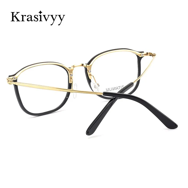 Krasivyy Men's Full Rim Square Tr 90 Titanium Eyeglasses Kr16066