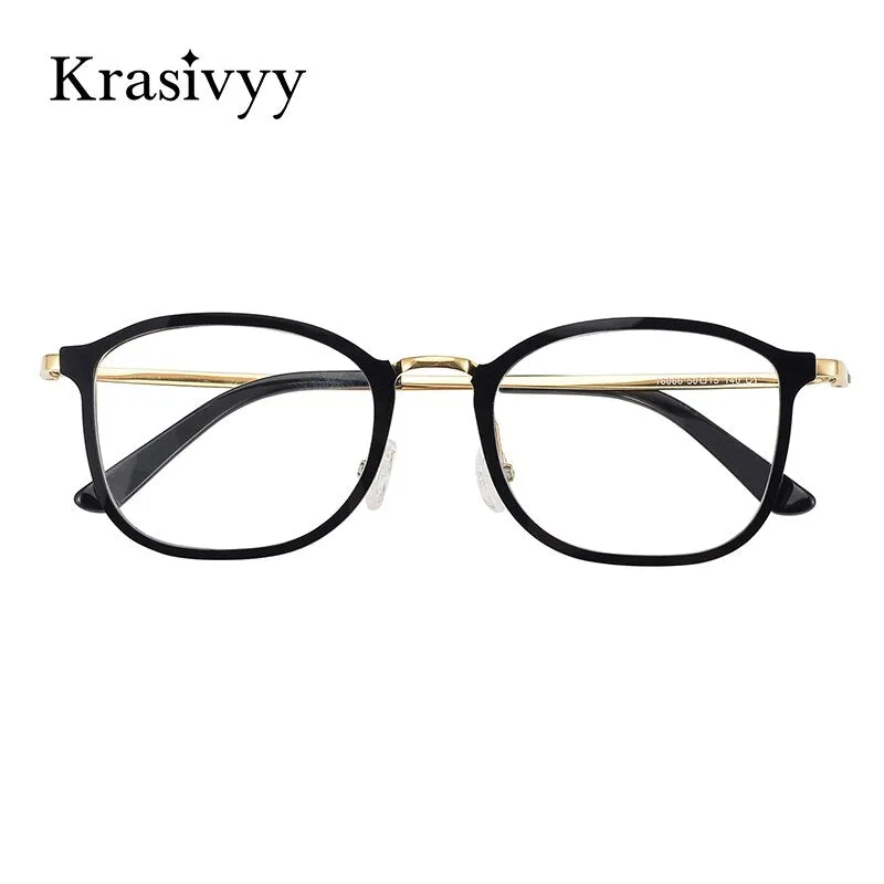 Krasivyy Men's Full Rim Square Tr 90 Titanium Eyeglasses Kr16066