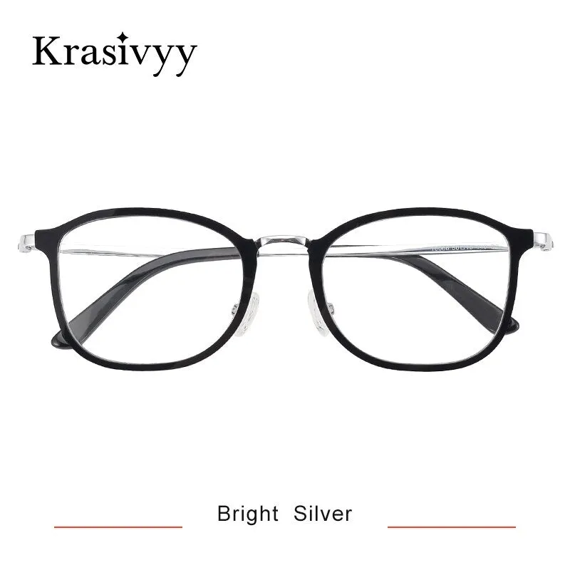 Krasivyy Men's Full Rim Square Tr 90 Titanium Eyeglasses Kr16066