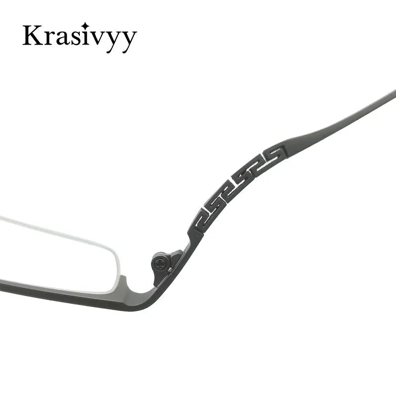 Krasivyy Men's Semi Rim Square Spring Hinge Titanium Eyeglasses Kr0070