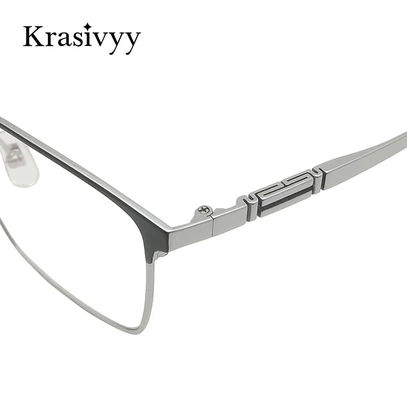 Krasivyy Men's Semi Rim Square Titanium Eyeglasses