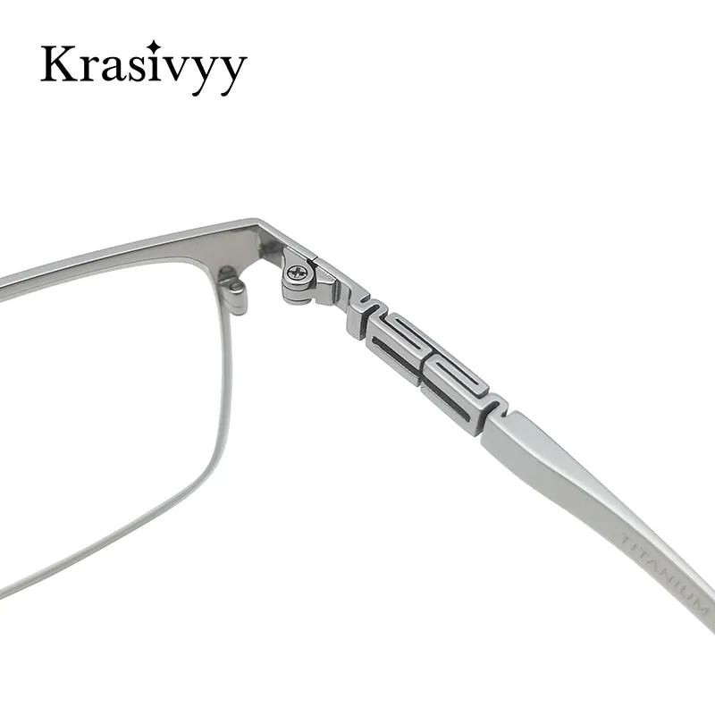 Krasivyy Men's Semi Rim Square Titanium Eyeglasses