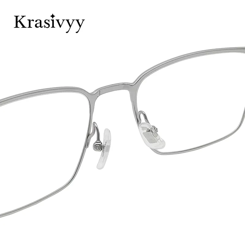 Krasivyy Men's Semi Rim Square Titanium Eyeglasses