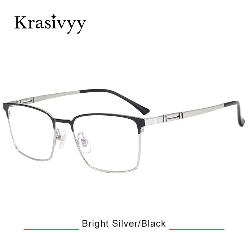 Krasivyy Men's Semi Rim Square Titanium Eyeglasses