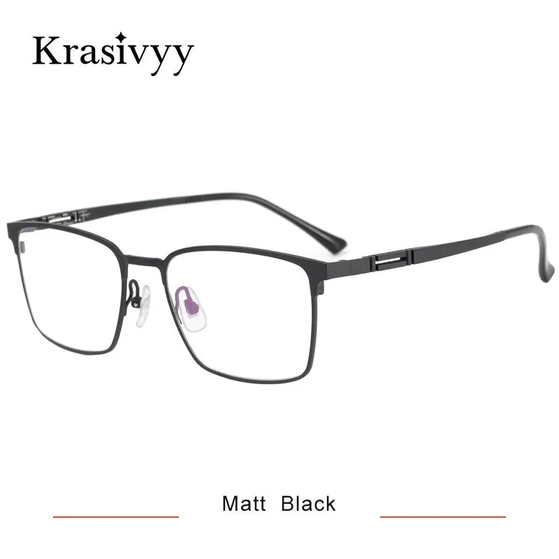 Krasivyy Men's Semi Rim Square Titanium Eyeglasses