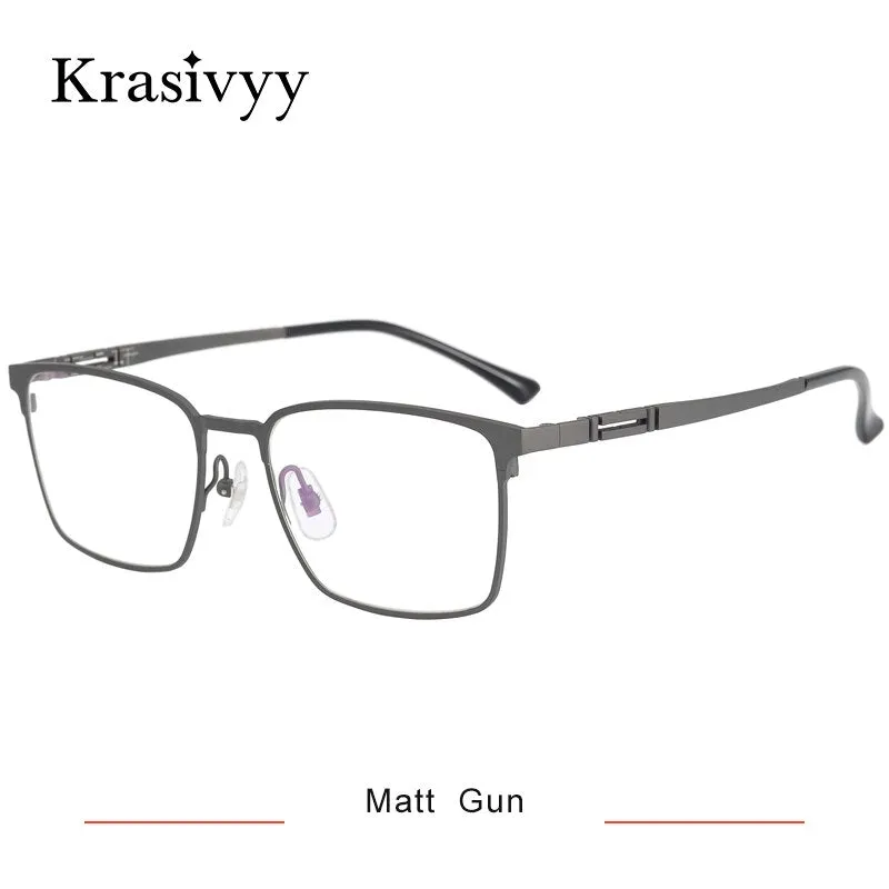 Krasivyy Men's Semi Rim Square Titanium Eyeglasses