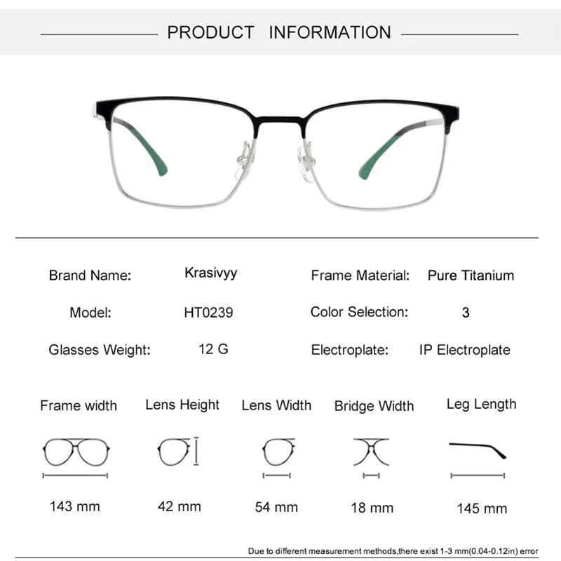 Krasivyy Men's Semi Rim Square Titanium Eyeglasses