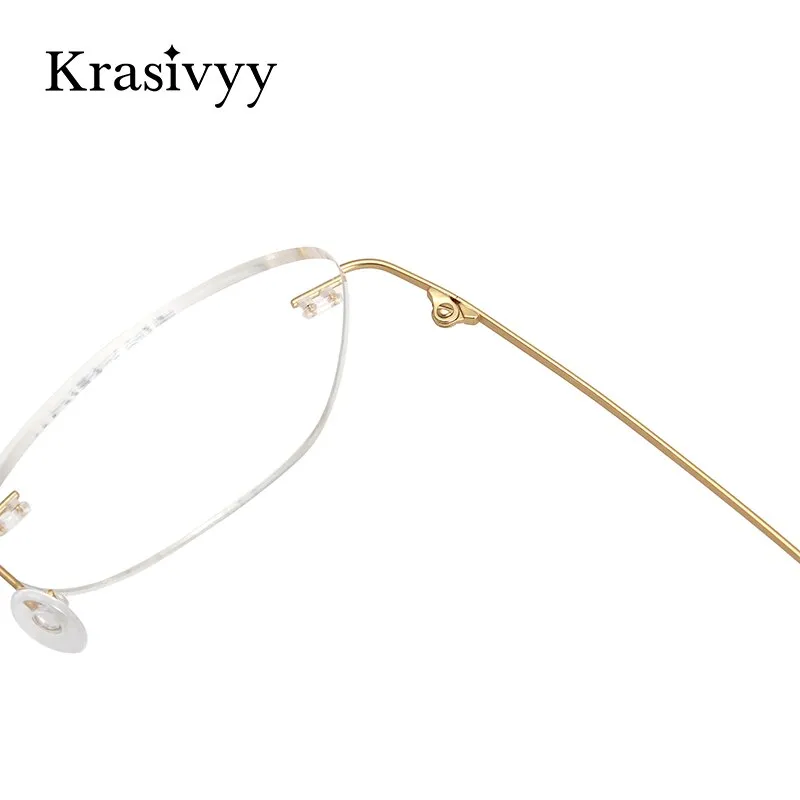 Krasivyy Unisex Rimless Oval Square Titanium Eyeglasses Kr6013