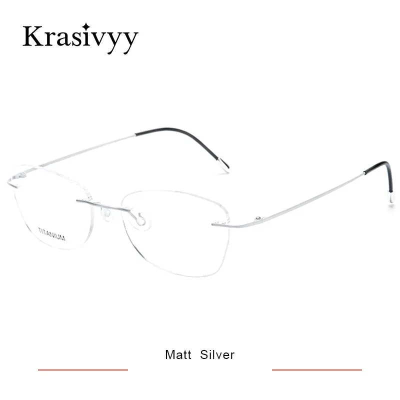 Krasivyy Unisex Rimless Oval Square Titanium Eyeglasses Kr6013