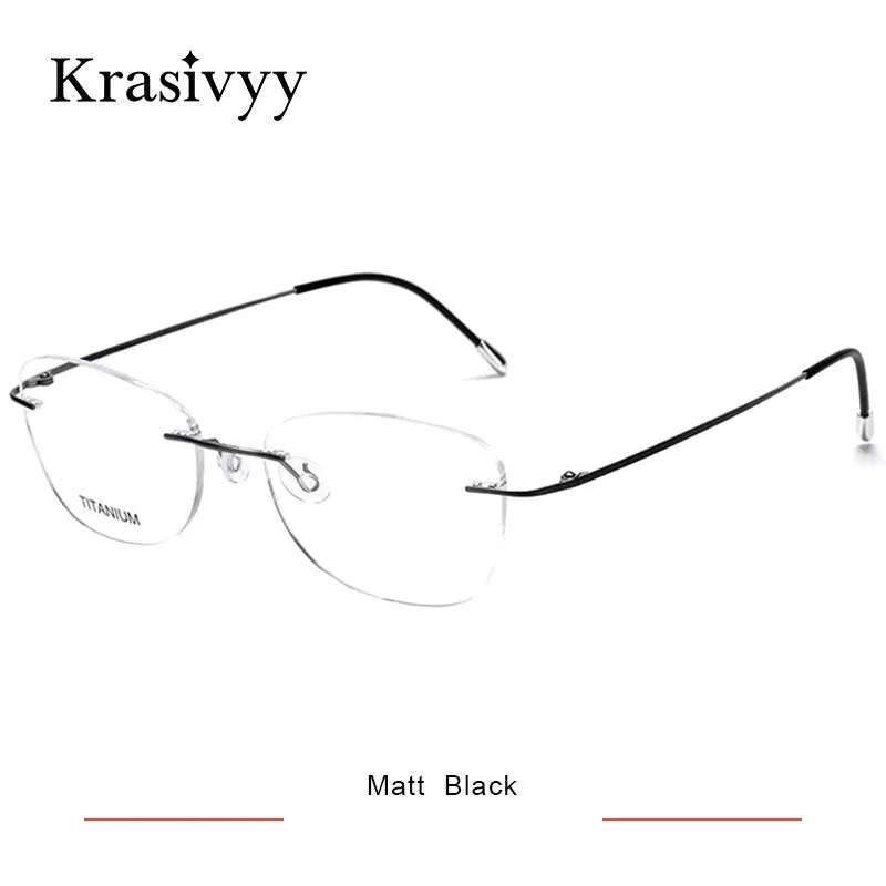 Krasivyy Unisex Rimless Oval Square Titanium Eyeglasses Kr6013