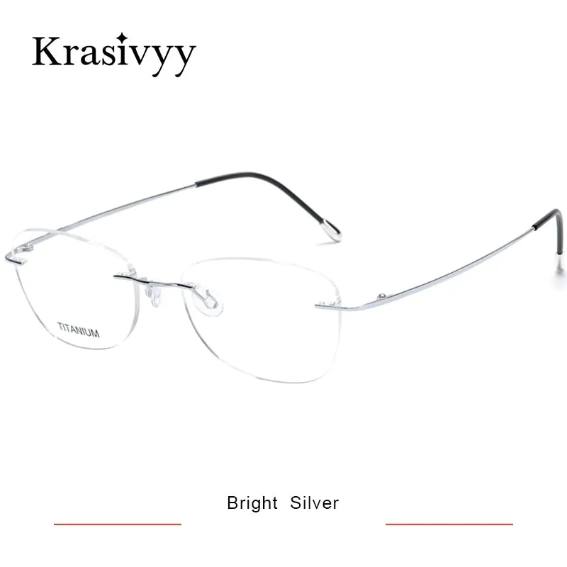 Krasivyy Unisex Rimless Oval Square Titanium Eyeglasses Kr6013