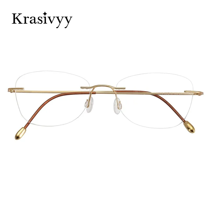 Krasivyy Unisex Rimless Oval Square Titanium Eyeglasses Kr6013