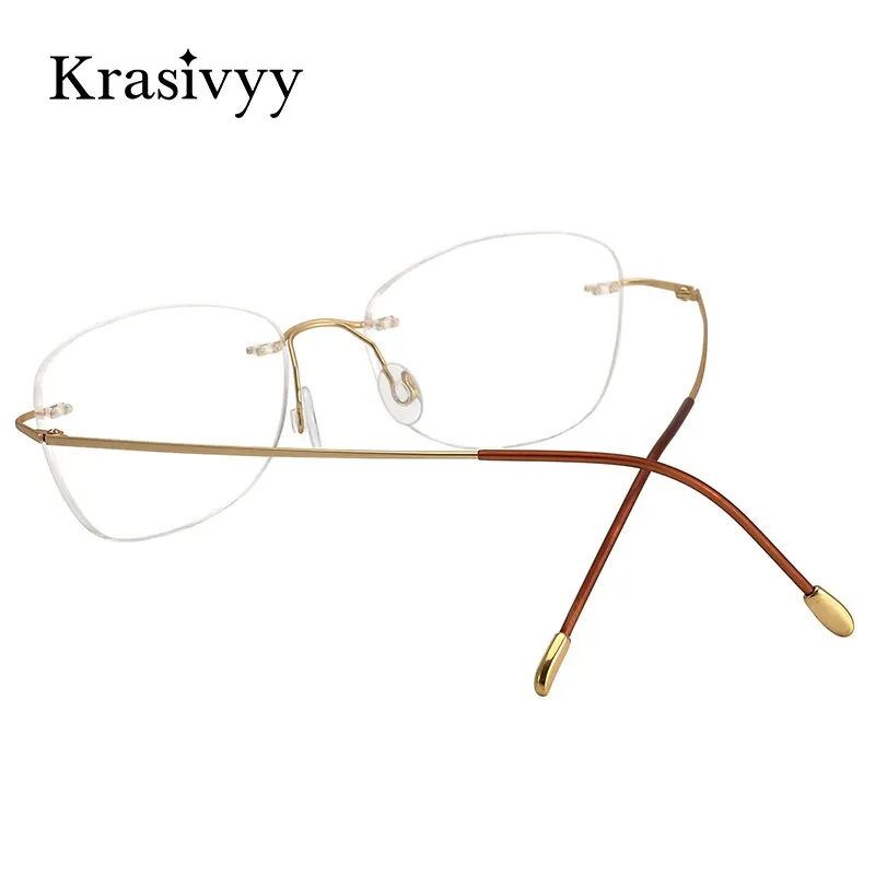 Krasivyy Unisex Rimless Oval Square Titanium Eyeglasses Kr6013