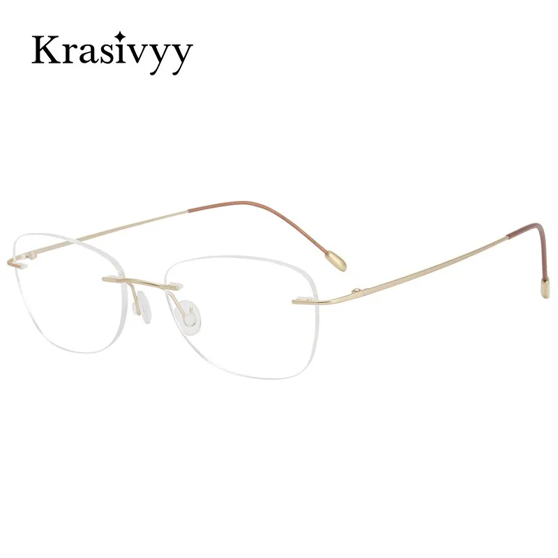 Krasivyy Unisex Rimless Oval Square Titanium Eyeglasses Kr6013