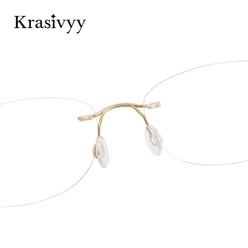 Krasivyy Unisex Rimless Oval Square Titanium Eyeglasses Kr6013