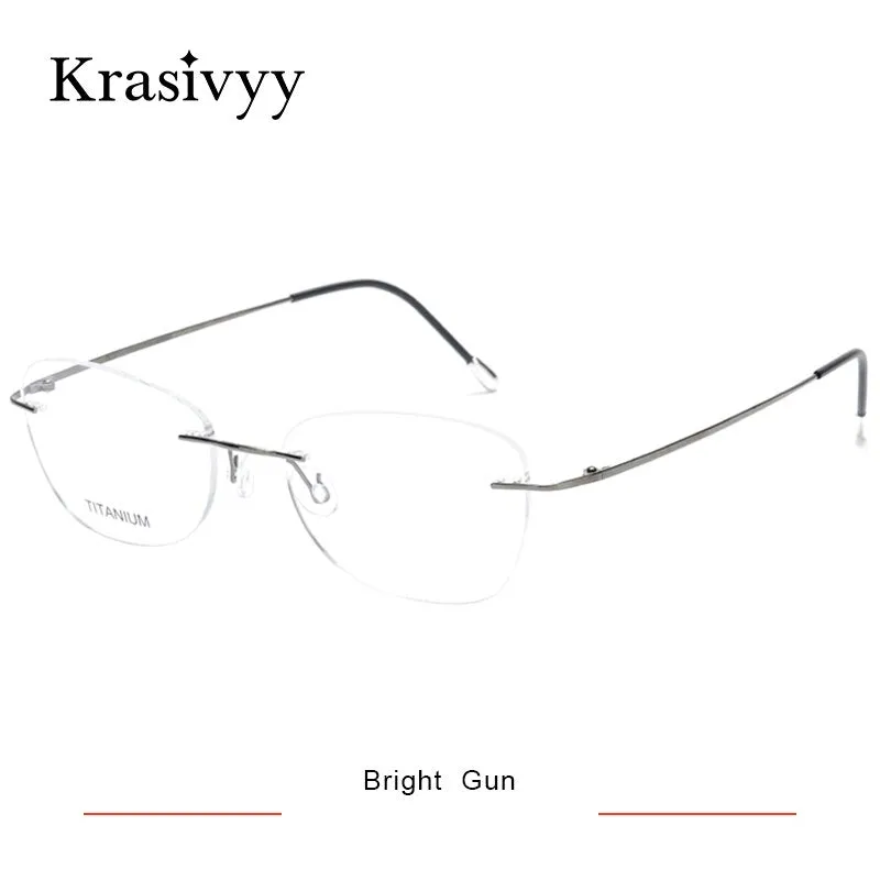 Krasivyy Unisex Rimless Oval Square Titanium Eyeglasses Kr6013