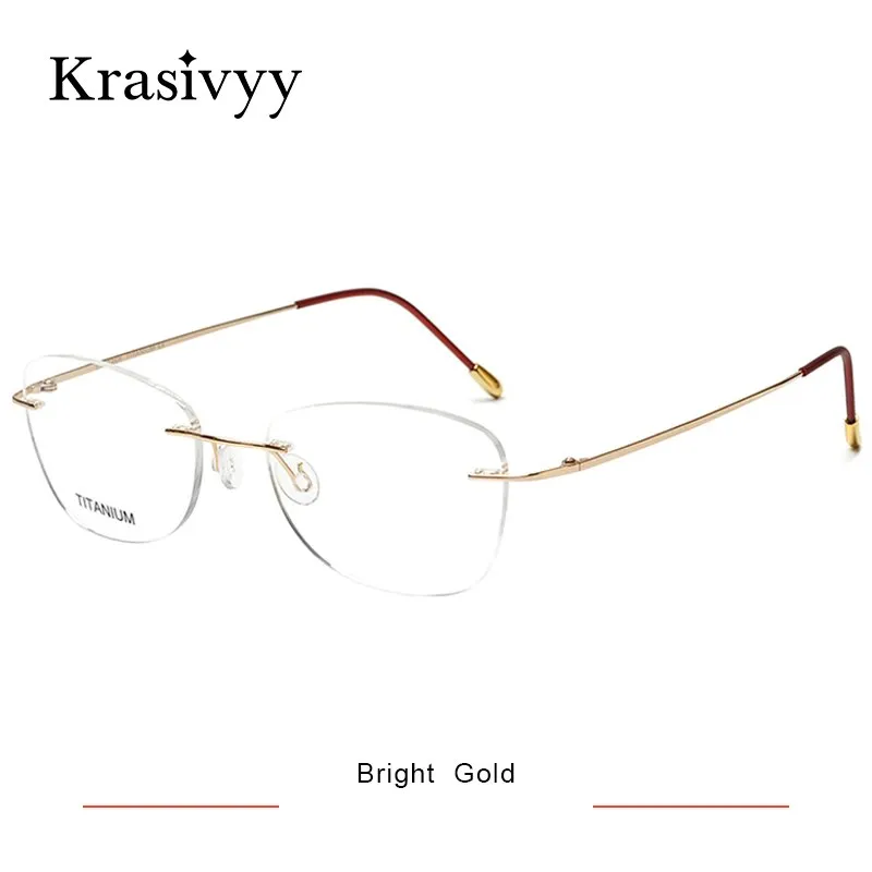 Krasivyy Unisex Rimless Oval Square Titanium Eyeglasses Kr6013