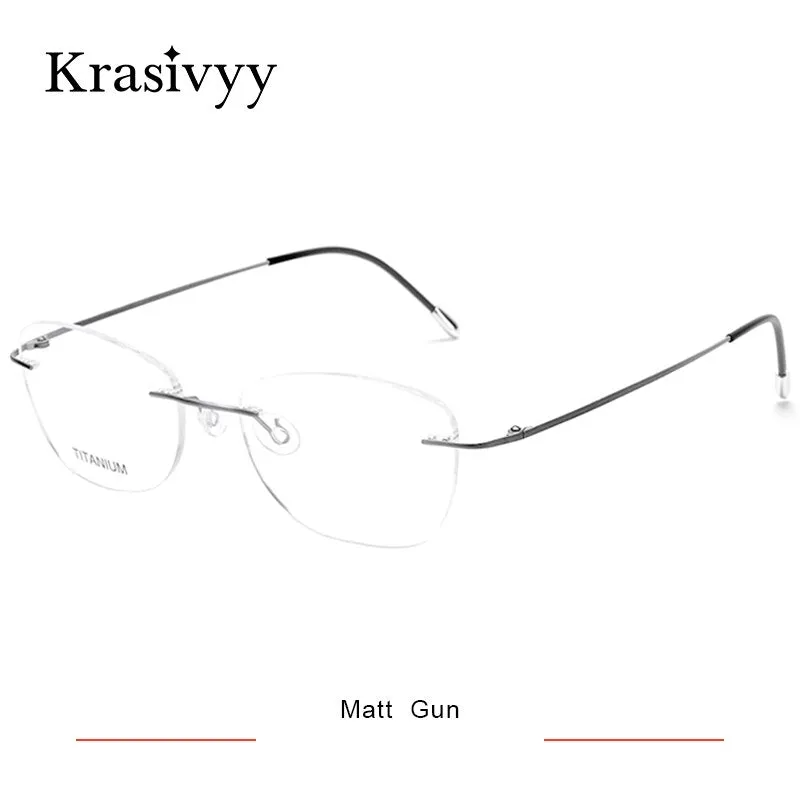 Krasivyy Unisex Rimless Oval Square Titanium Eyeglasses Kr6013