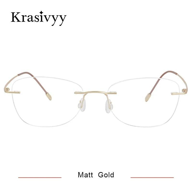 Krasivyy Unisex Rimless Oval Square Titanium Eyeglasses Kr6013