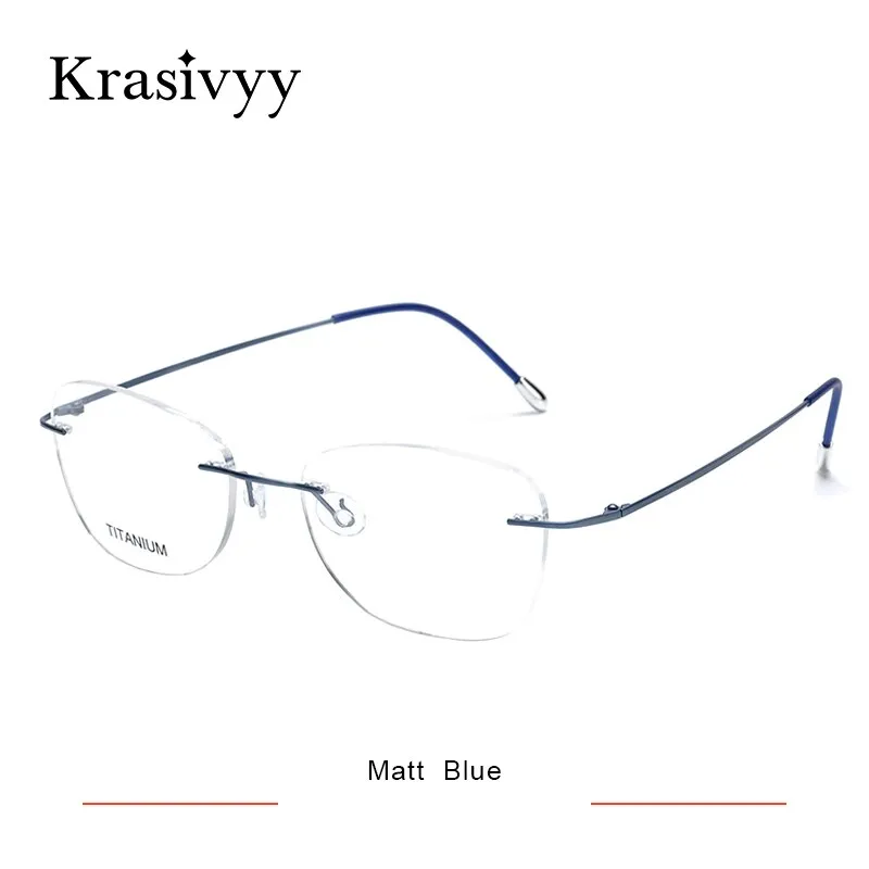 Krasivyy Unisex Rimless Oval Square Titanium Eyeglasses Kr6013