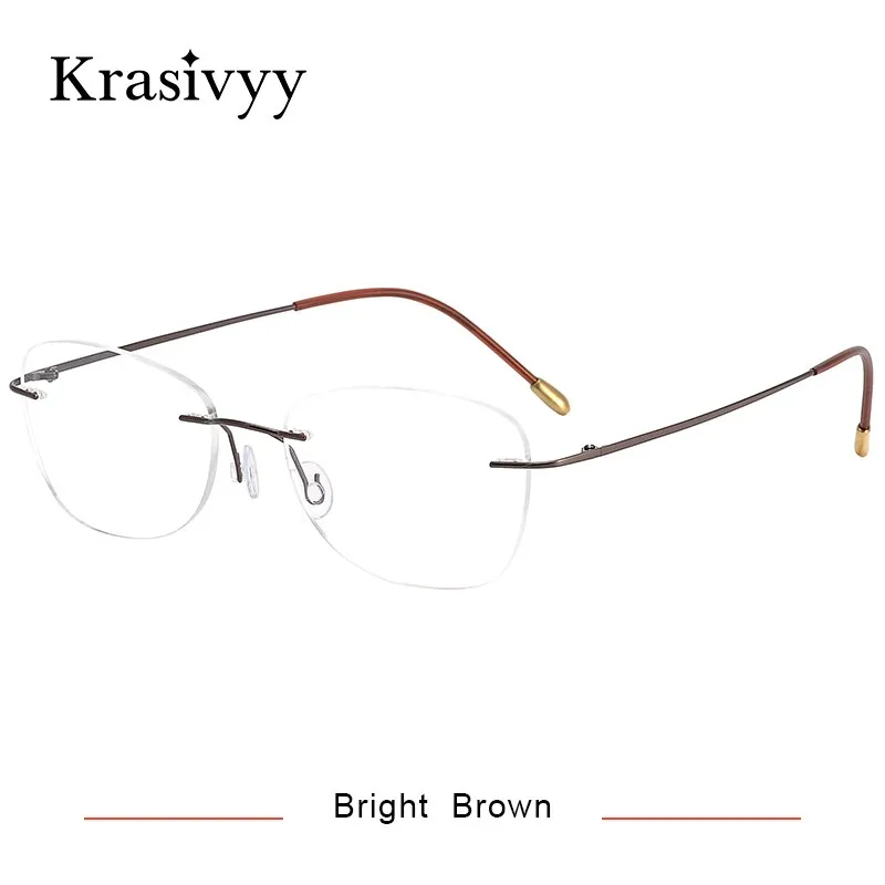 Krasivyy Unisex Rimless Oval Square Titanium Eyeglasses Kr6013