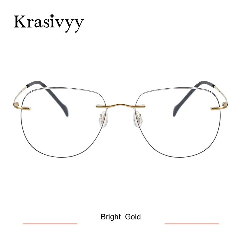 Krasivyy Unisex Rimless Oval Square Titanium Eyeglasses Ls07