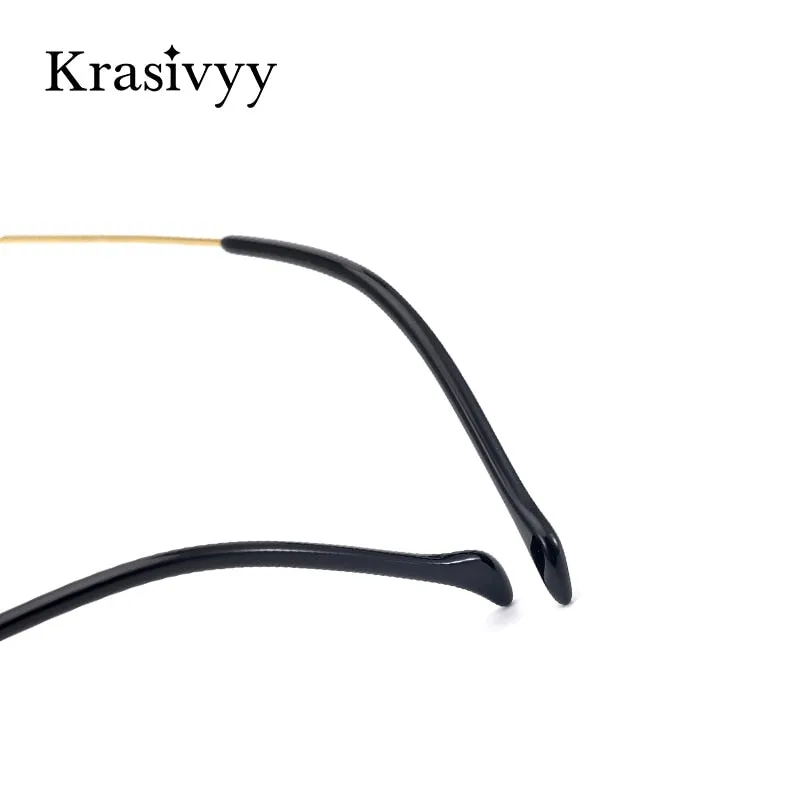 Krasivyy Unisex Rimless Oval Square Titanium Eyeglasses Ls07